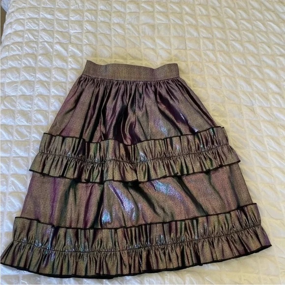 ASOS Black Metallic Ruffled Tiered Midi Skirt - Picture 9 of 9